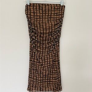 Calvin Klein Brown Grid Pencil Skirt